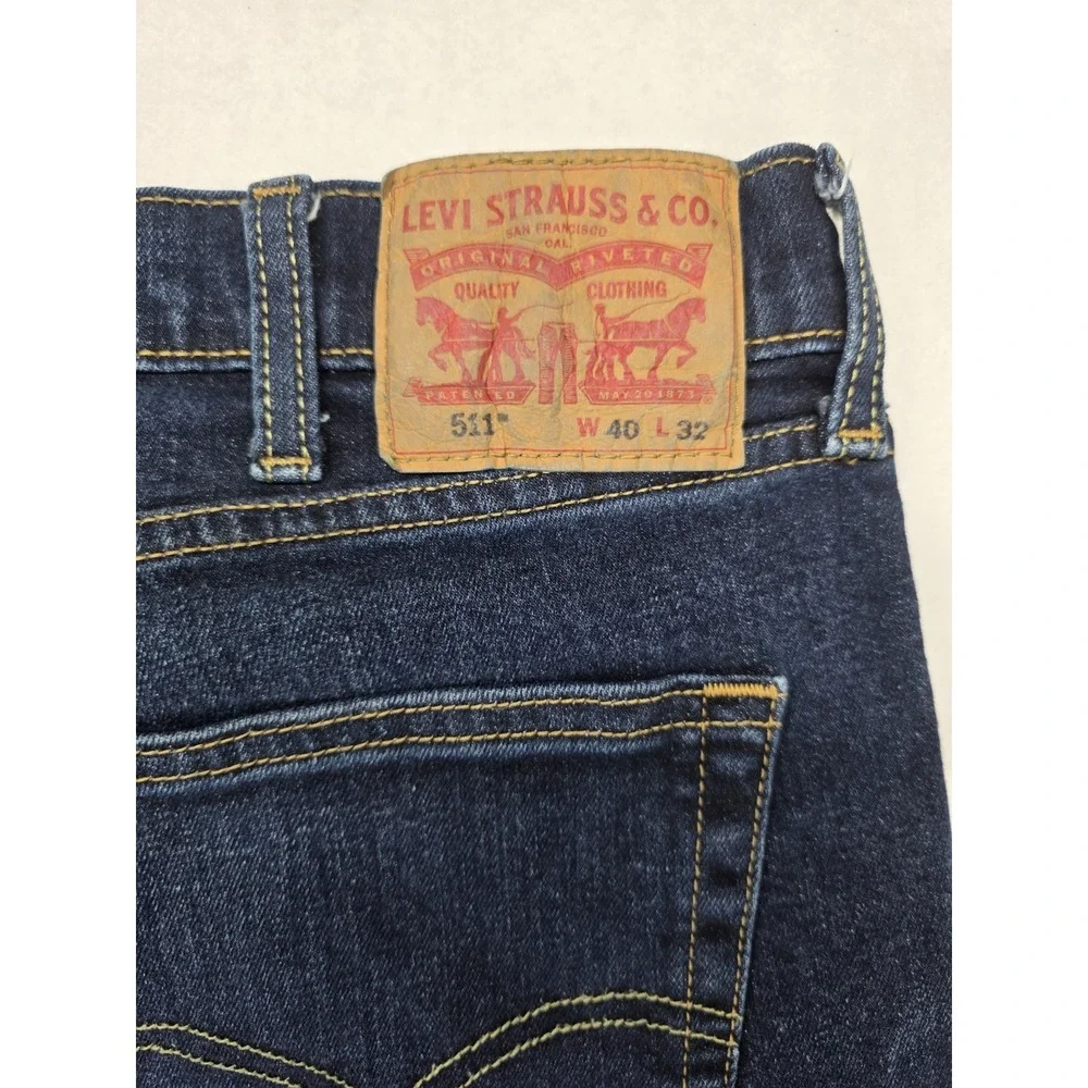 Levis 511 Slim Fit Jeans Mens 40x26 Dark Wash Blue Denim Straight Leg 40x32 Tag